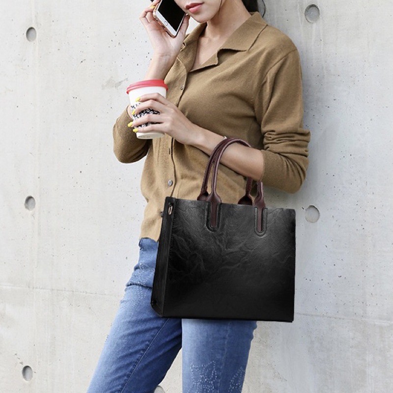 túi xách cỡ lớn 𝙑𝙚𝙧𝙤𝙣𝙞𝙘𝙖 𝙩𝙤𝙩𝙚 𝙗𝙖𝙜 by DMA màu nâu bò retro | BigBuy360 - bigbuy360.vn