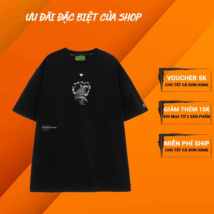 Áo thun Hades chú hề tay lỡ form rộng vải Cotton - Thời trang nam nữ Unisex Streetwear