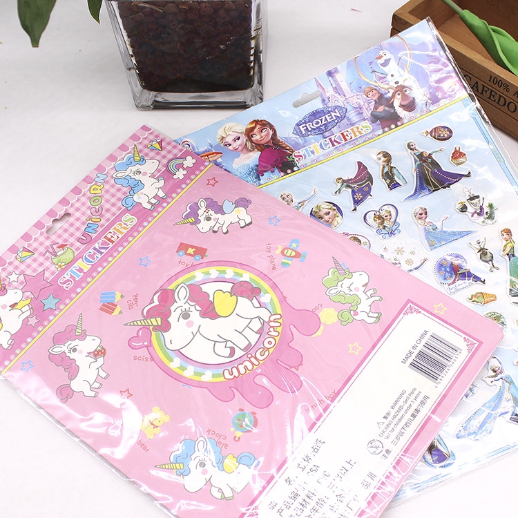 Miếng dán kiểu bong bóng họa tiết hoạt hình Frozen/ My Little Pony 3D dùng trang trí album/ nhật ký diy