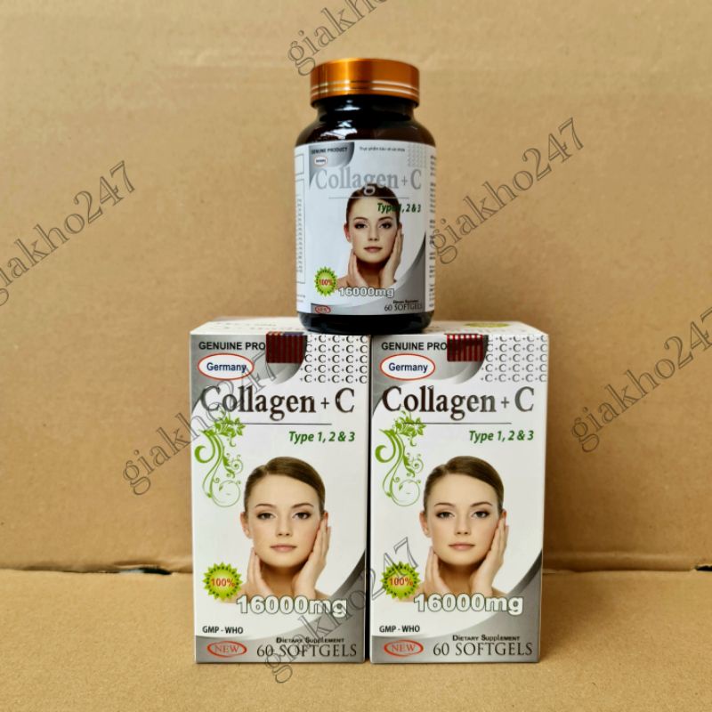 COMBO 2 HỘP Collagen +C 16000mg đẹp da, chống lão hóa, mờ thâm, trắng da - Hộp 60 viên
