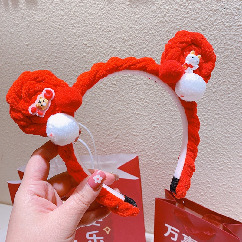 Băng Đô Lông Nhung Dễ Thương Dùng Để Rửa Mặt / Trang Điểm Hóa Trang Năm Mới Cho Bé Gái