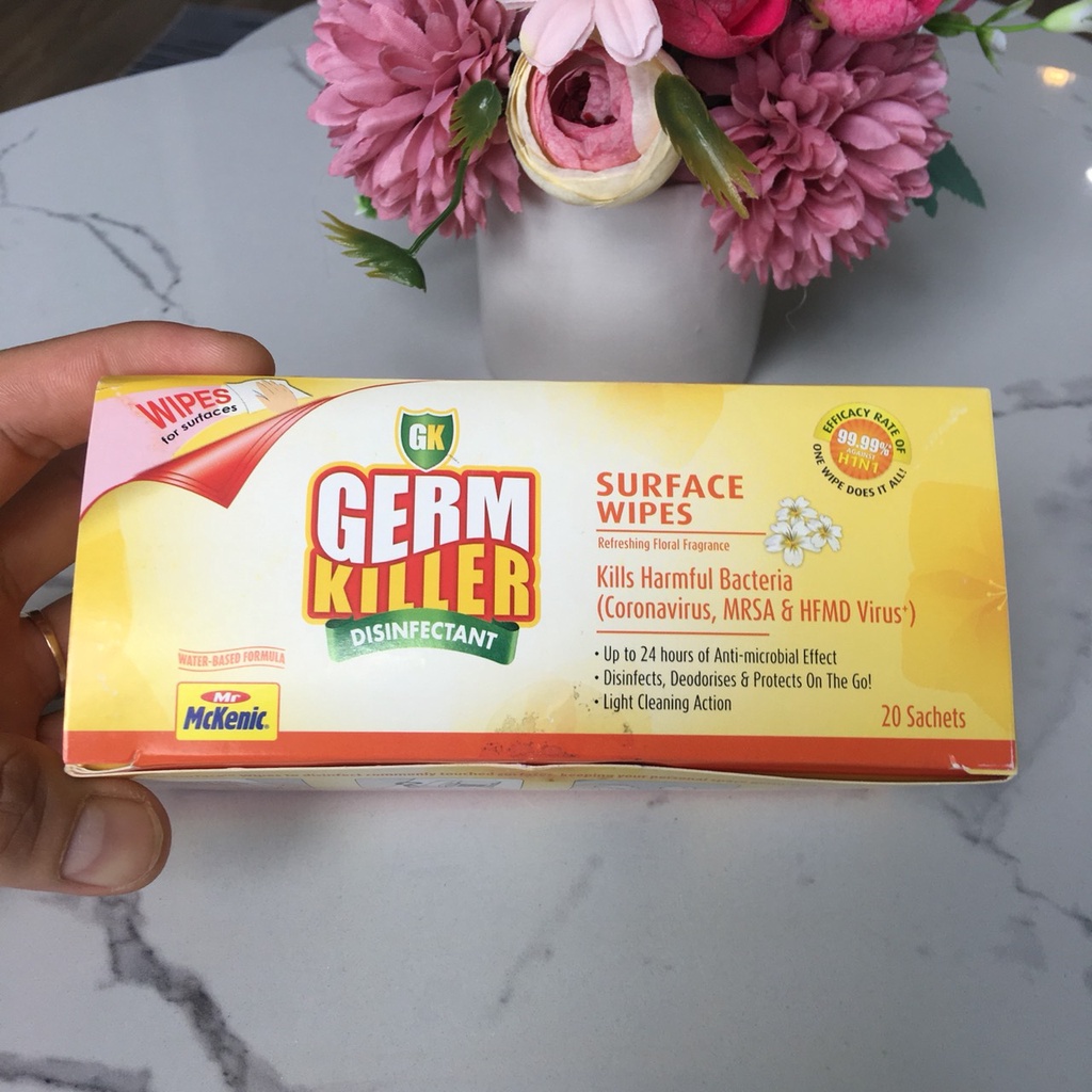 Set 20 Khăn lau bề mặt diệt khuẩn Germ Killer Nhập khẩu Singapore