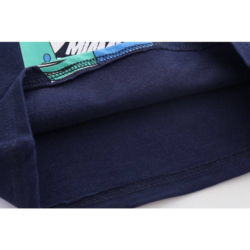 Áo thun polo SOFFNY tay ngắn in họa tiết hoạt hình bằng cotton thời trang mùa hè cho bé trai