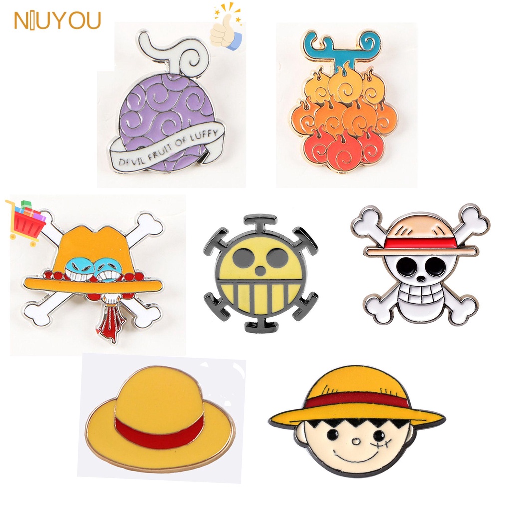 Ghim cài áo kim loại tráng men trang trí hình hoạt hình One Piece dễ thương mới