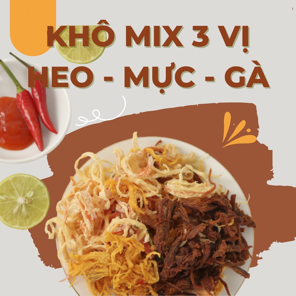 Khô mix 3 loại Mực - Heo - Gà - NTFood hũ 300gr - Nhất Tín Food