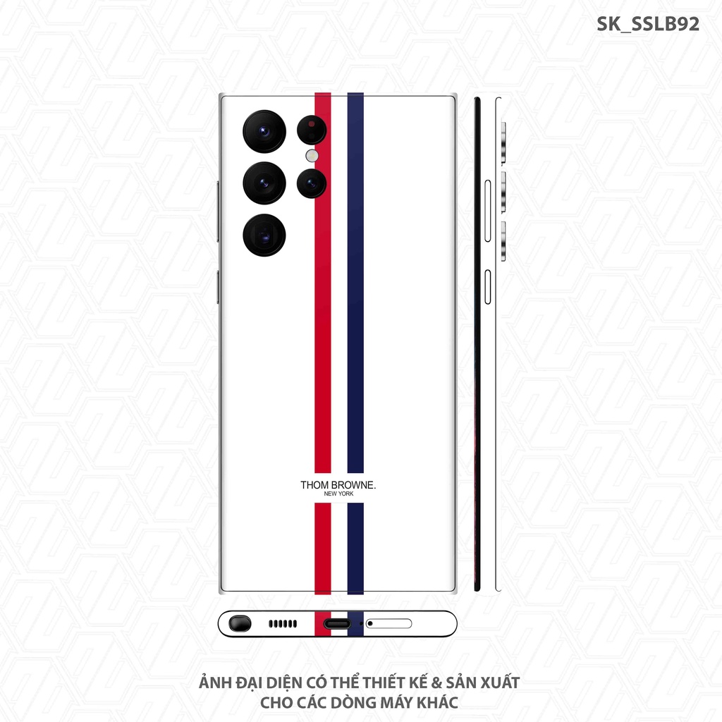 Miếng Dán Skin Thom Browne Trắng Dành Cho Samsung Fold 4/S22 |SK_SSLB92| Chất Liệu Cao Cấp, Chống Nước, Bền Màu, Cắt CNC