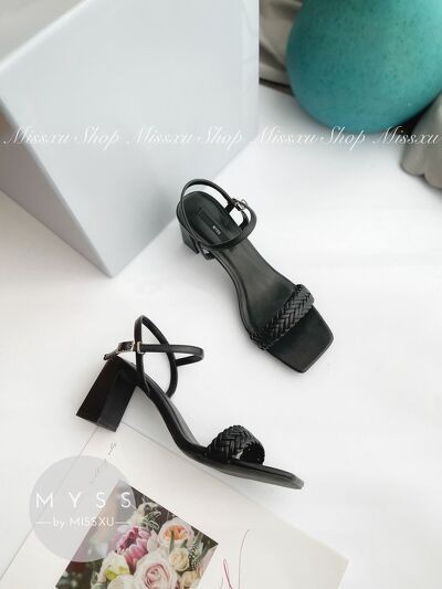 Giày sandal nữ quai thắt bím gót trụ 7cm thời trang MYSS - SD124