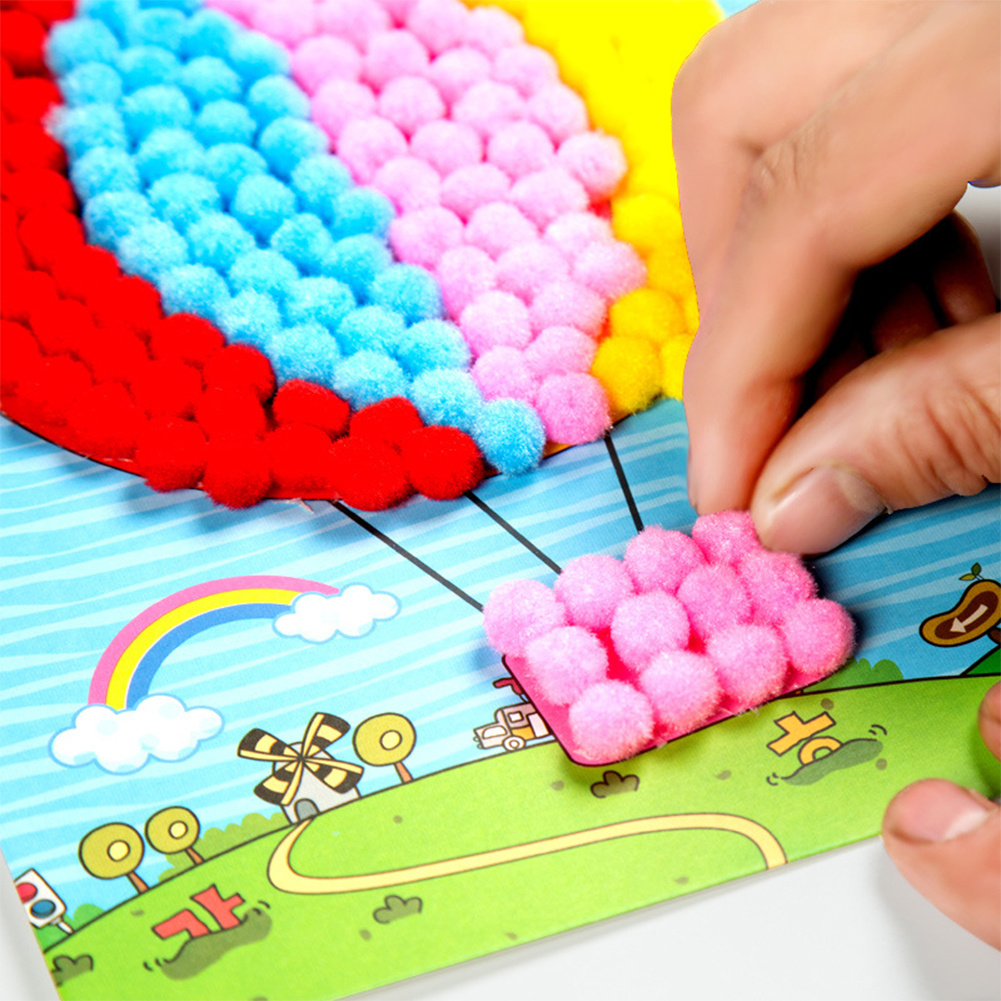 TD Baby Kids Creative DIY Plush Ball Painting Stickers Đồ chơi Trẻ em Làm bằng tay Mô hình hoạt hình Thủ công mỹ nghệ