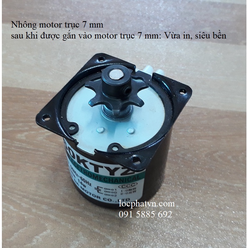 Bánh răng trục 7mm, nhông motor trục 7 phù hợp motor 6 10w motor 14w motor 28w220V phù hợp xích xe đạp NH7RT7