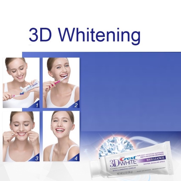 KEM ĐÁNH RĂNG CREST 3D WHITE LÀM SẠCH 95% VÊT Ố BỀ NGOÀI TUÝP LỚN 116G HÀNG NHẬP TMALL