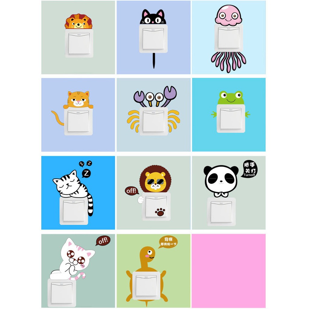 Sticker 11 hình dán công tắc dễ thương ngộ nghĩnh AmyShop