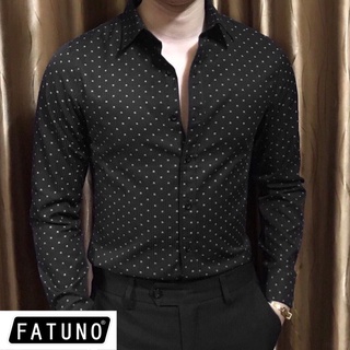 Áo sơ mi nam dài tay chấm bi chất vải cotton lụa hộp cao cấp