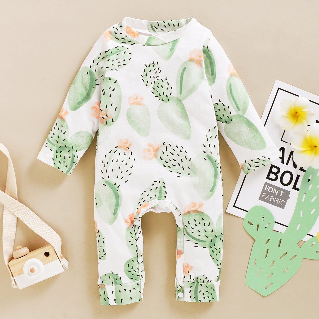 Áo liền quần MIKRDOO tay dài in hình trái cây cho bé trai và bé gái sơ sinh