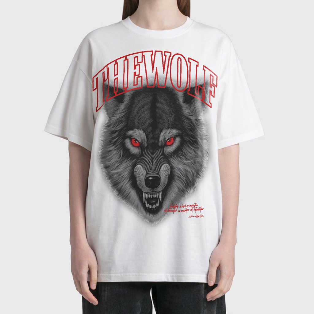 BLANK | Áo Thun WOLF Tay Lỡ Unisex - Đen/Trắng Cổ Tròn