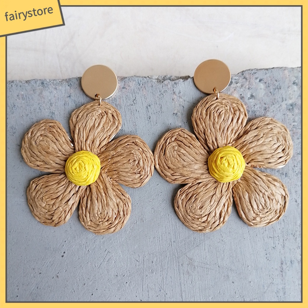 1 Đôi Bông Tai Hình Hoa Màu Sắc Tươi Sáng Phong Cách Kỳ Nghỉ Cho Nữ