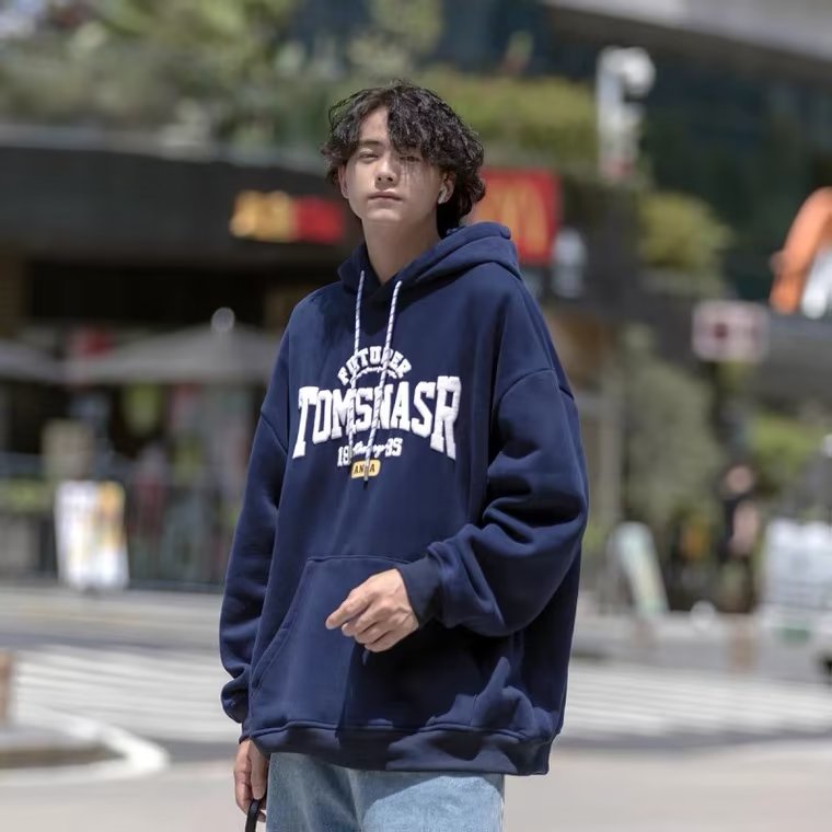 【M-5XL】Hong Kong style Fashion Casual Men's loose hoodie letter Printed Unisex high quality Winter Sweatshirt Large size Hoods