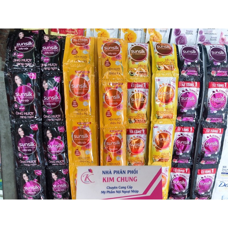 [Mới] Dây 10 gói dầu gội, dầu xả Sunsilk (Đen, vàng)