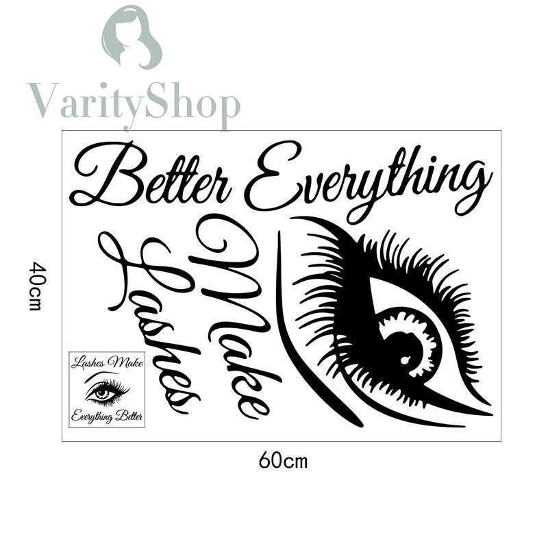 Wall Sticker Room Self Adhesive Vinyl Black DIY Eye Lashes Quote Home Decoration Art Waterproof Removable 55*57cm