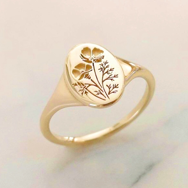 Nhẫn Mạ Vàng Chạm Khắc Hoa Tinh Tế Thời Trang Mới Cho Nữ