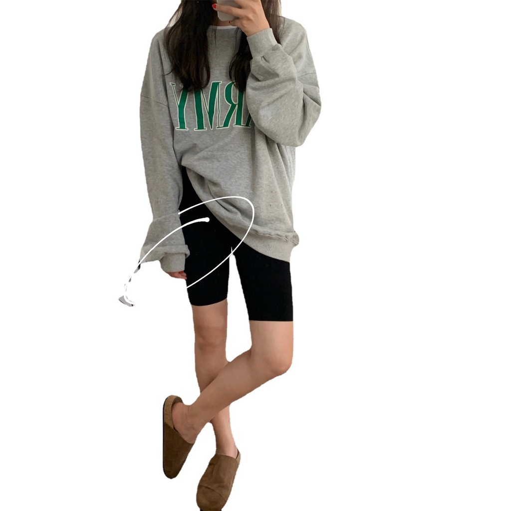 SUXI Áo Nỉ Nữ Dài Tay Cổ Tròn Thời Trang Hàn