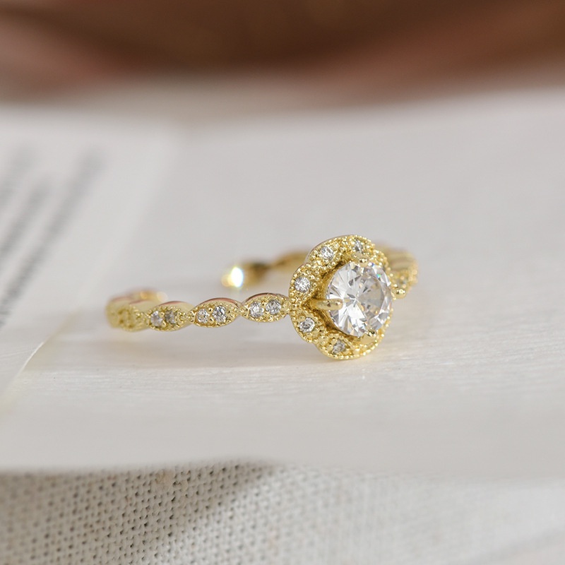 Nhẫn Hở Mạ Vàng 18 Đính Đá Zircon Thời Trang