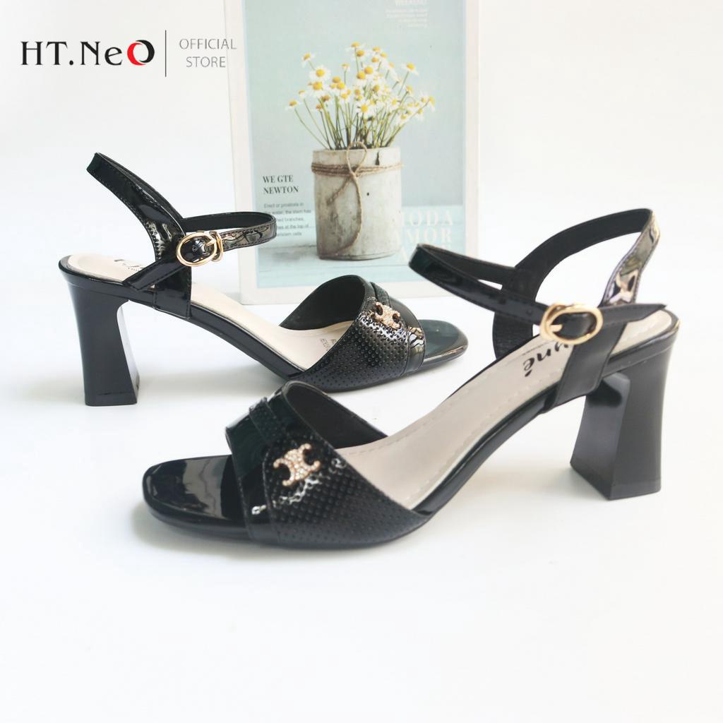 Giày Sandal Nữ HT.NEO Da Thật Cao Cấp , Thiết Kế Quai Ngang ,Gót Trụ Cao 7cm ,Kiểu Dáng Basic Lịch Sự SD50