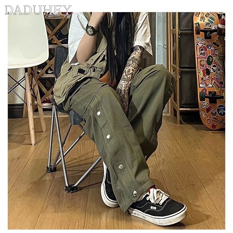 Quần ống rộng nhiều túi phong cách Hồng Kong