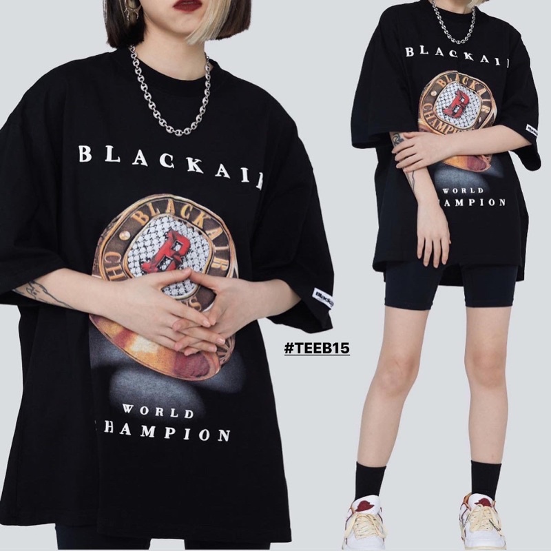 Áo phông Blackair chính hãng 100% Cotton 2 chiều hình nhẫn champion