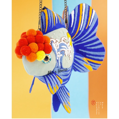 Bộ Dụng Cụ Thêu Tay Thủ Công DIY Nguyên Liệu - Tự thêu may túi xách túi tote Hình Cá Phong cách Độc Đáo - Mie Handmade