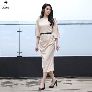Váy dáng dài tay xẻ cổ tròn - v026