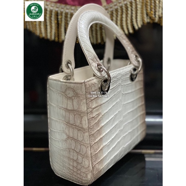 TÚI NỮ DA CÁ SẤU TRẮNG SIZE 20 CÁ SẤU GÒ VẤP