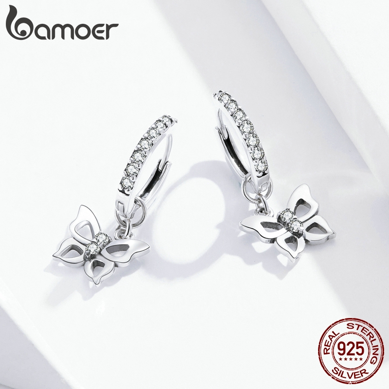 Bông tai Bamoer SCE833 hình bướm chất liệu bạc 925 thời trang sành điệu cho nữ