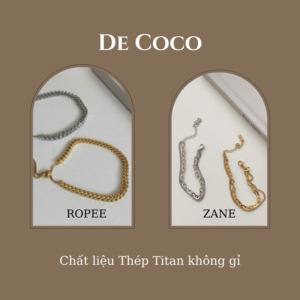 [KHÔNG ĐEN GỈ] Vòng tay, lắc tay titan dây rút ROPEE De Coco decoco.accessories