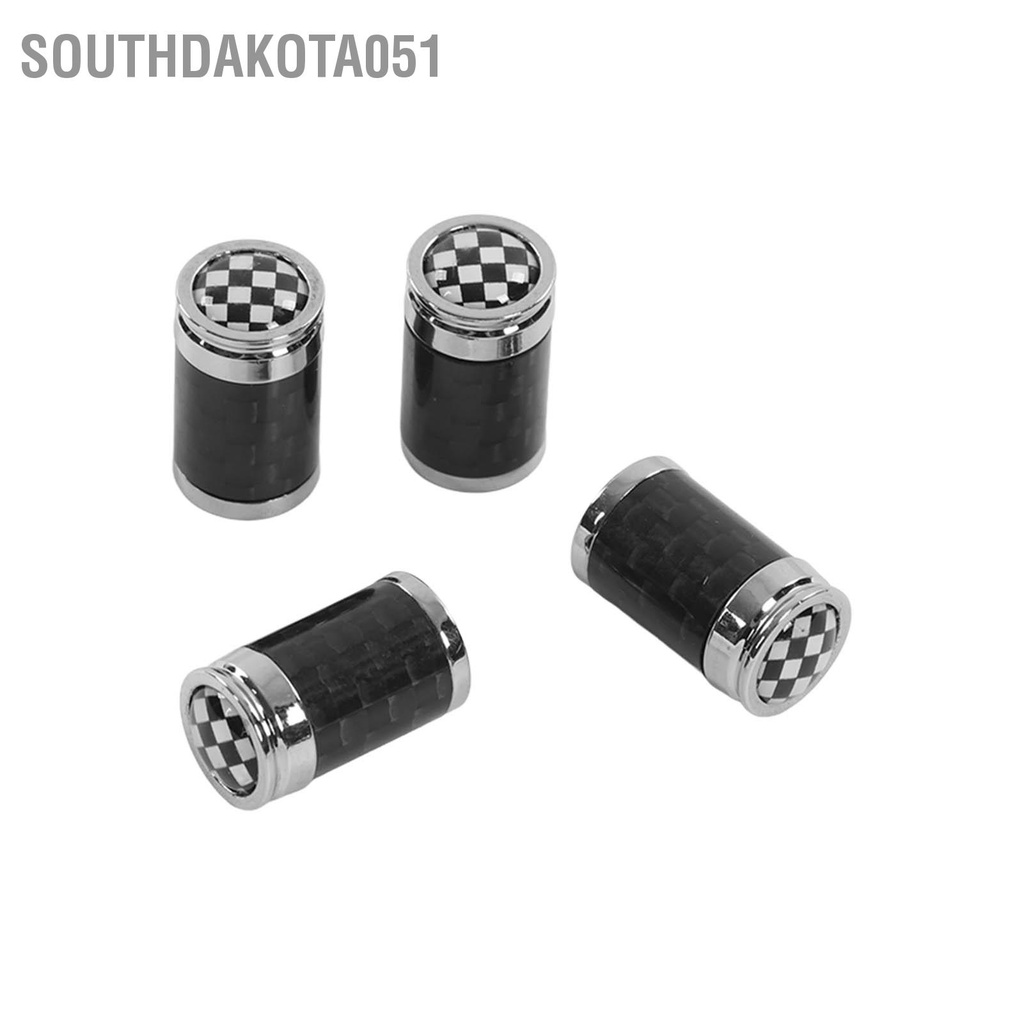 Set 4 cái van lốp ô tô bằng sợi carbon hợp kim nhôm màu đen trắng kẻ sọc thay thế cho Mini Hatch Cabrio