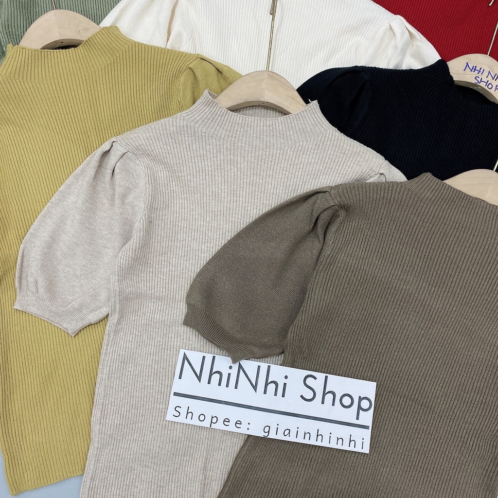 Áo len tăm cổ tròn cao tay bo chun, Áo len dáng ôm vai bồng ngắn tay AS8519 - NhiNhi Shop | BigBuy360 - bigbuy360.vn