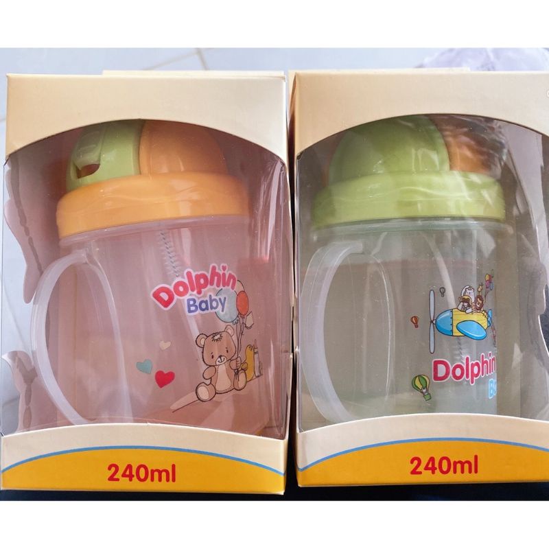 Bình tập uống nước Dolphin 240ml,an toàn,thuận lợi cho bé,dễ sử dụng