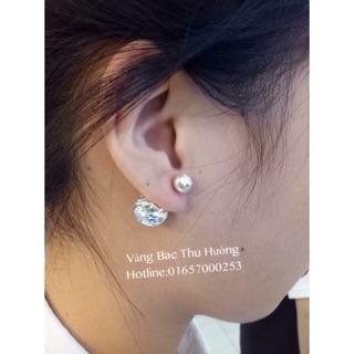 Bông tai dior bạc phay công nghệ 