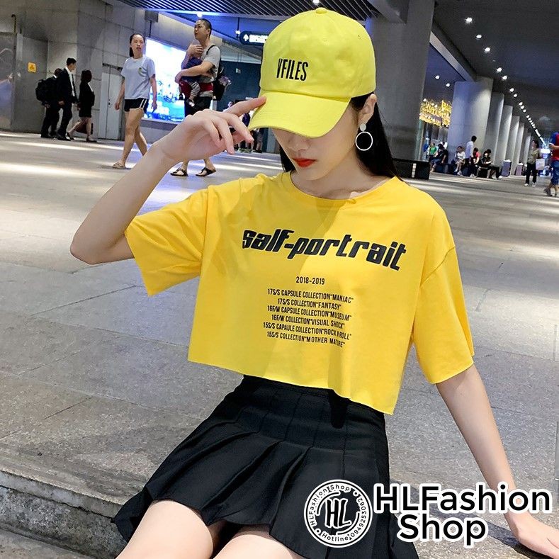 Áo croptop thun nữ Salf Portrair cực cool Hàn Quốc, áo thun nữ HLFashion