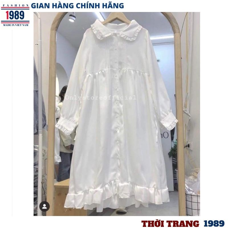 Đầm babydoll nữ cổ sen tay bồng 2 mầu đen trắng ngắn dài kiểu dáng tiểu thư bánh bèo sang chảnh ,váy nữ hàn quốc -HE1989