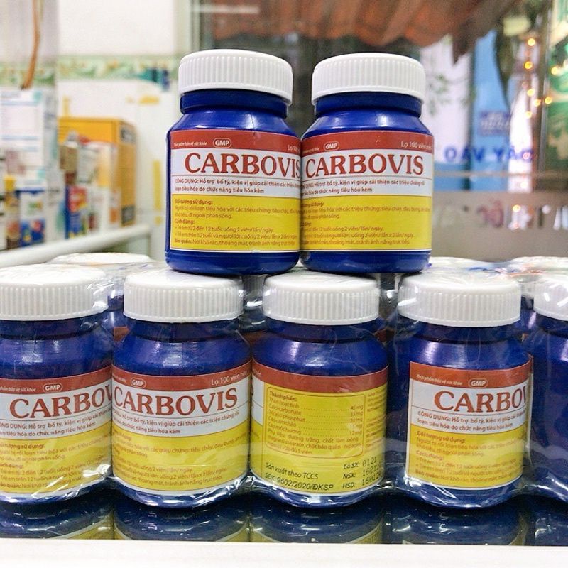 Carbovis lọ 100viên. Than hoạt tính hỗ trợ đau bụng, tiêu chảy, đầy hơi, khó tiêu