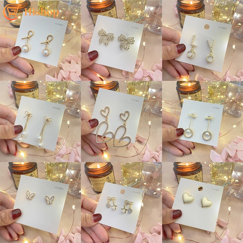 Hoa Tai Hình Bướm Đính Ngọc Trai Nhân Tạo Phong Cách Hàn Quốc