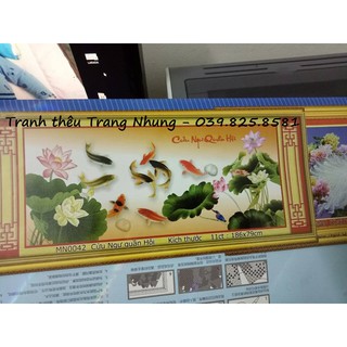 Tranh thêu chữ thập Cửu ngư quần hội MN0042 186x79cm