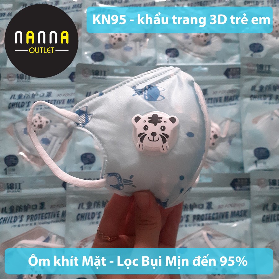 [CÓ VAN] Khẩu trang 3D lọc bụi mịn KN95 Trẻ 4 đến 12 tuổi