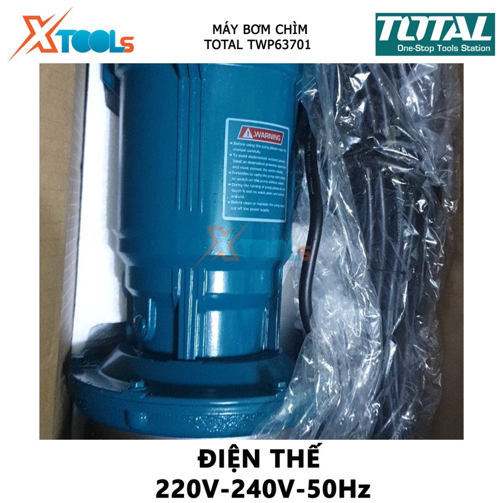 Máy bơm chìm 1 pha TOTAL máy bơm thả chìm nước sạch 220V, Công suất từ 370W (0.5HP) - 750W (1HP), dùng trong gia đình