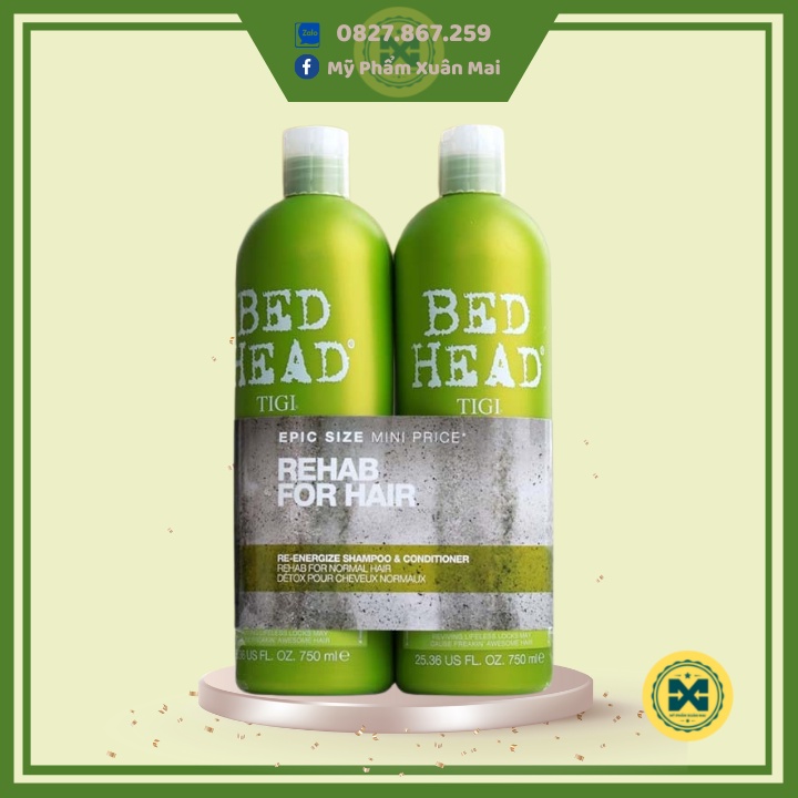 Bộ Gội Xả Bed Head Tigi xanh lá số 1 tái tạo sinh lực cho tóc dầu 750ml