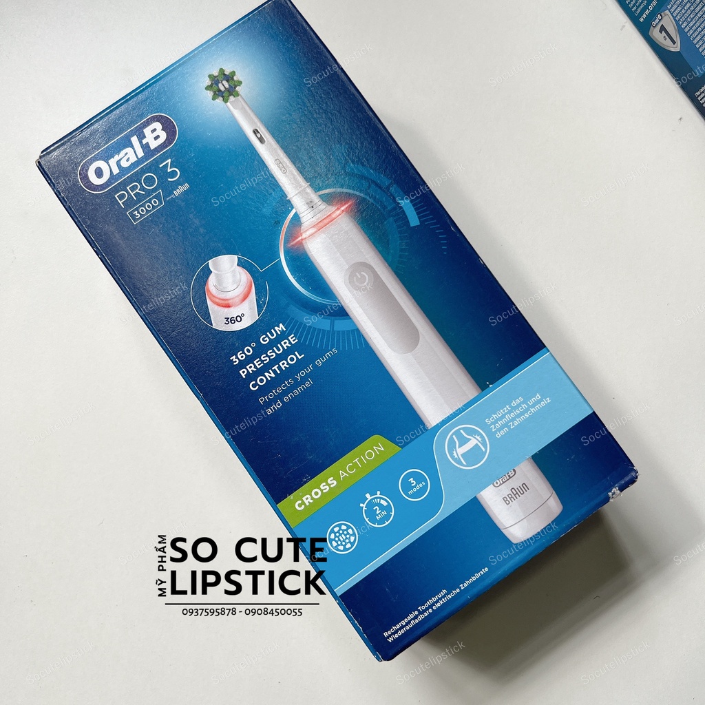 [NEW] Bàn chải điện Oral-b Pro 3 3000 Sensitive Màu Trắng - PureClean Charcoal Đen - 3000 CrossAction Trắng