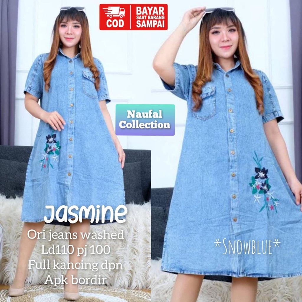 LEVIS Đầm Jean Nữ Tay Dài Thêu Hoa Thời Trang