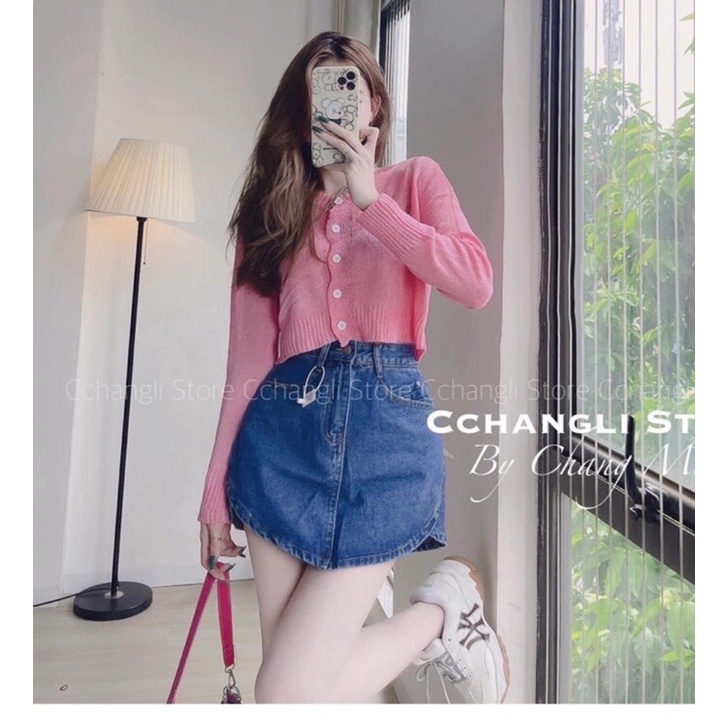 Chân váy jeans xanh vạt bầu siêu đẹp