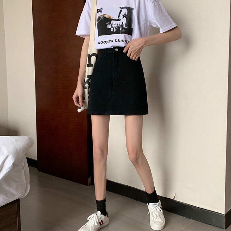 Chân Váy Jeans Lưng Cao Thời Trang Hàn Quốc