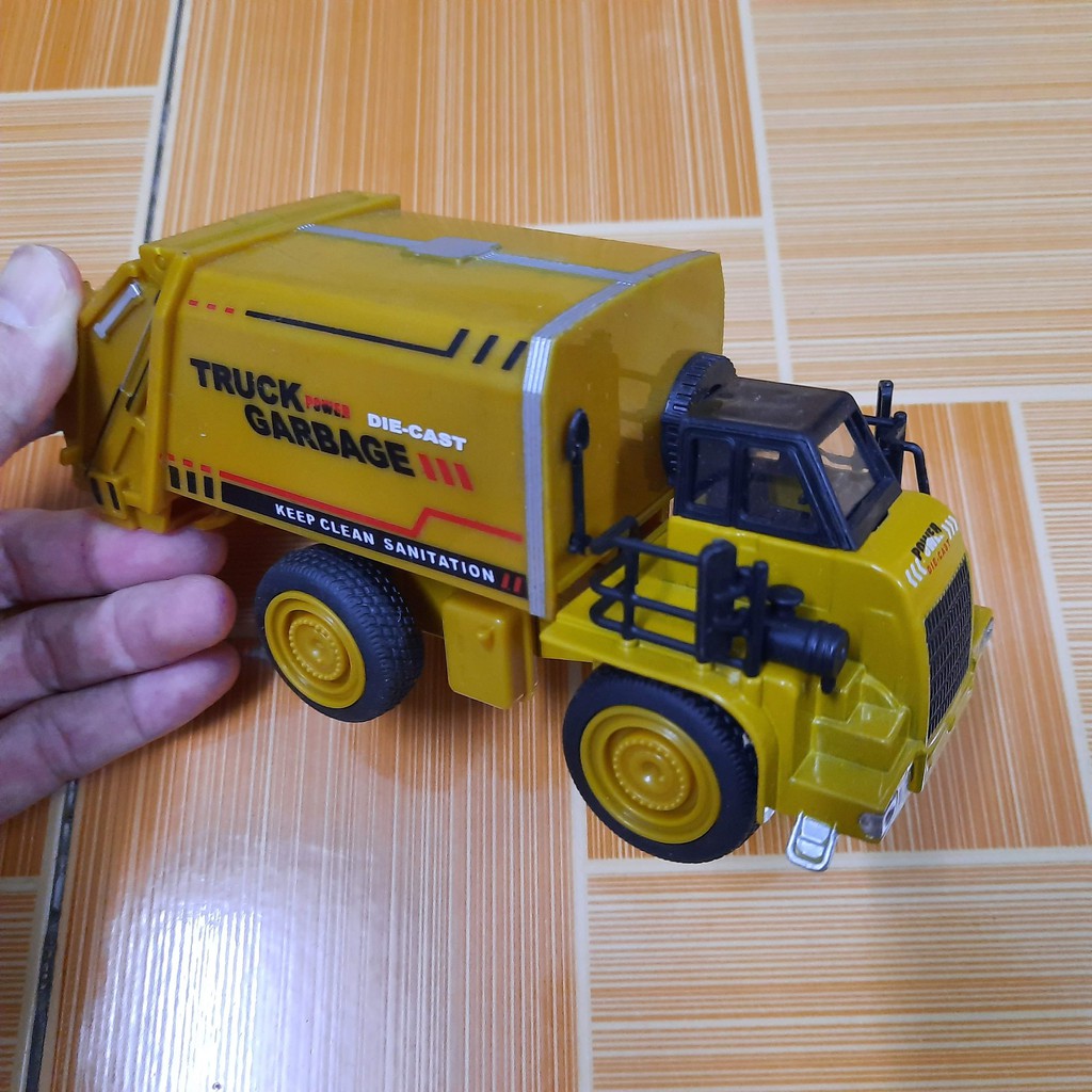 Mô hình xe chở rác die cast garbage truck xe đồ chơi trẻ em tỉ lệ 1:48 có âm thanh và đèn
